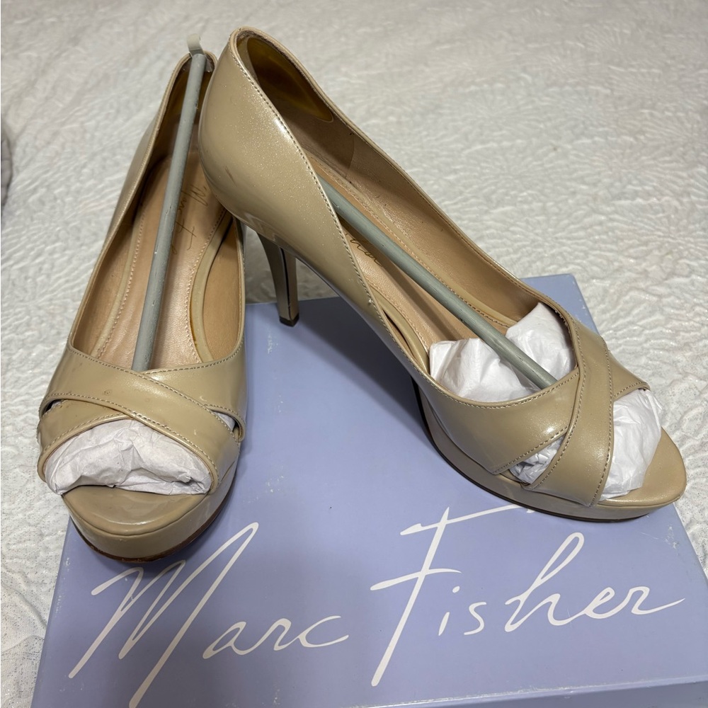 Marc Fisher Cream Peep Toe Heels